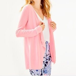 Lily Pulitzer Dustin Cardigan Sweater Women's Size Medium Pink Cashmere Blend
